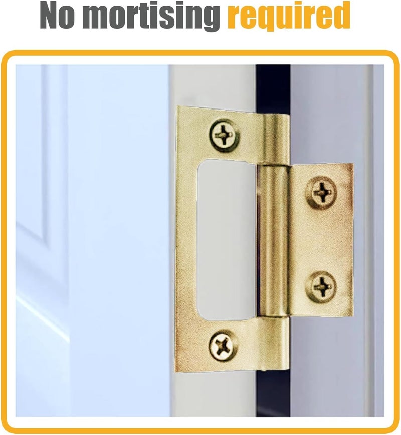Lashow 6 Pack Bifold Door Hinge Non-Mortise Bi-fold Door Hinges Surface Mounted Hinges for Closet Bifold Doors，3 Inch & Brushed Brass - Image 2